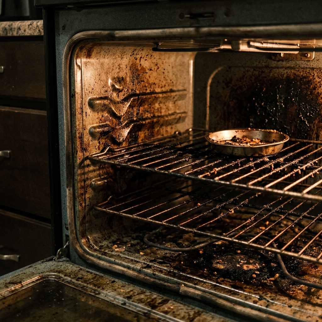 Dirty oven before cleaning